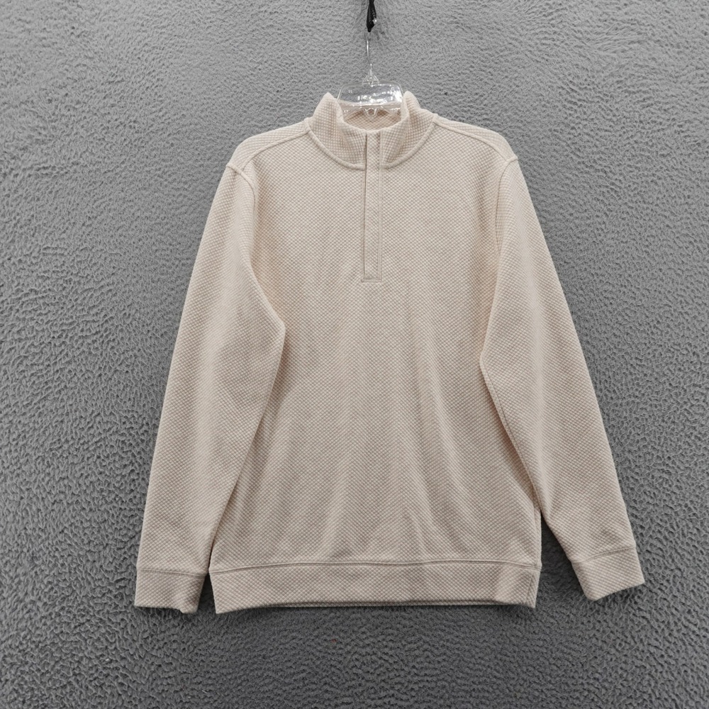 Walter Hagen Mens Clubhouse Quarter Zip Pullover Sweater Cream Size Small NEW